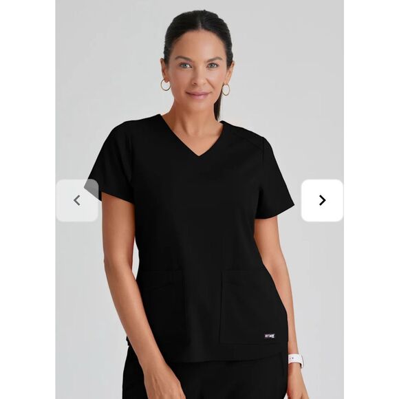 Women’s Grey’s Anatomy Black Women's V-Neck Scrub Top and Pants Size Small - Picture 1 of 16